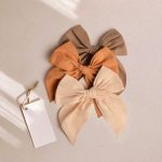 Niceye Fable Girls Hair Bows Cotton Linen Alligator Hair Clips or Little Girls Toddlers Kids Neutral Handmade Hair Accessories - 5.5” bow - Image 3