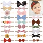 doboi Baby Girl Headbands 24PCS Nylon Linen Handmade Hairbands with Hair Bows and Accessories for Newborns, Infants, Toddlers, and Little Kids