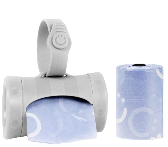 Ubbi Retractable On the Go Bag Dispenser for Travel, Diaper Bag Accessory Must Have for Newborn, Helpful Item, Baby Gift, Lavender Scented, Gray - Image 1