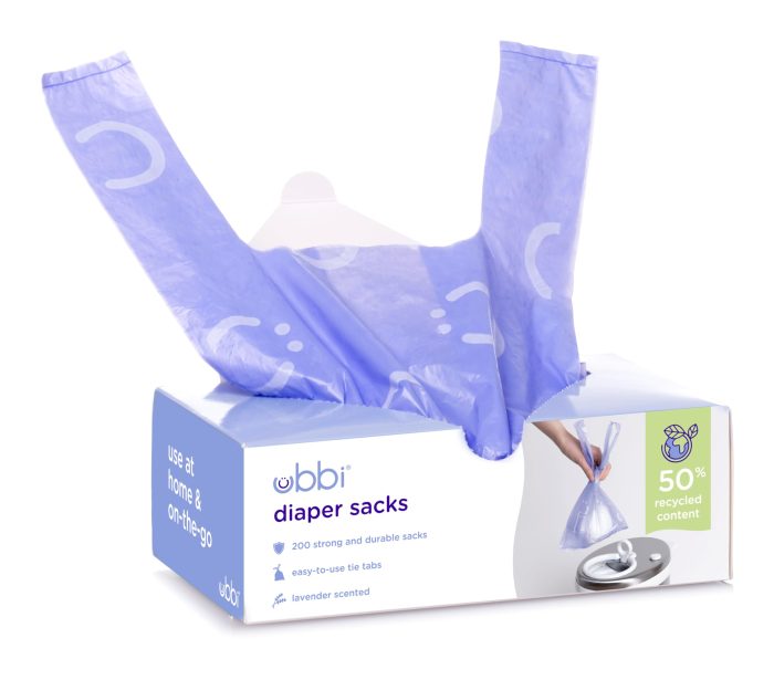71OZaPJI8SL Ubbi Disposable Diaper Sacks, Lavender Scented, Easy-To-Tie Tabs, Diaper Disposal or Pet Waste Bags, 200 Count - Image 1