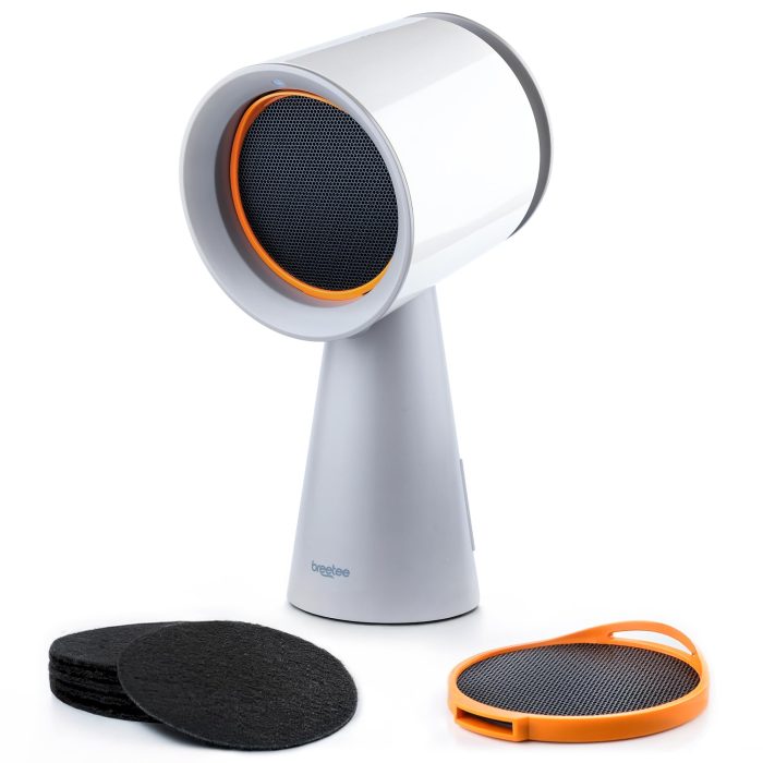 71Ooms1D3SL BREETEE Portable Range Hood Kitchen–5-Layer Filter Compact Desktop Exhaust Fan, Powerful 3-Speed Smoke Removal, Low Noise Countertop Range Hood, Oil Cup, for Apartments, Dorm, RV, Indoor BBQ–Off-white - Image 1