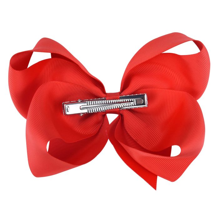 DEEKA 2 PCS 6" Big Hand-made Grosgrain Ribbon Solid Color Hair Bows Alligator Clips Hair Accessories for Little Teen Toddler Girls Kids Set of 2 -Red - Image 6