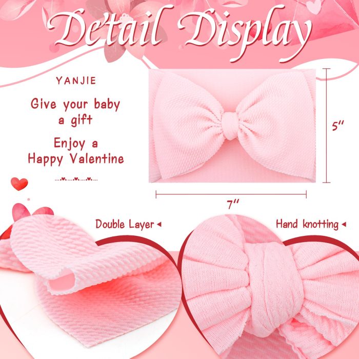 YanJie Baby Girl Headbands - Red Bow, Pink Toddler Headband, Nylon Hair Bows & Accessories for Newborn Girls & Infants 0-6 Months - Image 6