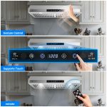 AMZCHEF Under Cabinet Range Hood 30 Inch, 750CFM Stainless Steel Kitchen Stove Vent Hood 3 Speed Exhaust Fan Touch/Remote/Gesture Control LED lights Time Setting Dishwasher-Safe Baffle Filters - Image 7