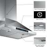 IKTCH 30-inch Wall Mount Range Hood 900 CFM Ducted/Ductless Convertible, Kitchen Chimney Vent Stainless Steel with Gesture Sensing & Touch Control Switch Panel, 2 Pcs Adjustable Lights(IKP02-30'') - Image 3