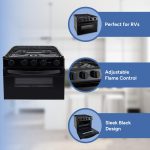 RecPro Suburban RV 17" Black 3 Burner Propane Range with Gas Oven | 9000 BTU Front Burner | Dual 6500 BTU Rear Burners | Piezo Ignition | Compact Built-In Range for RVs and Campers - Image 8