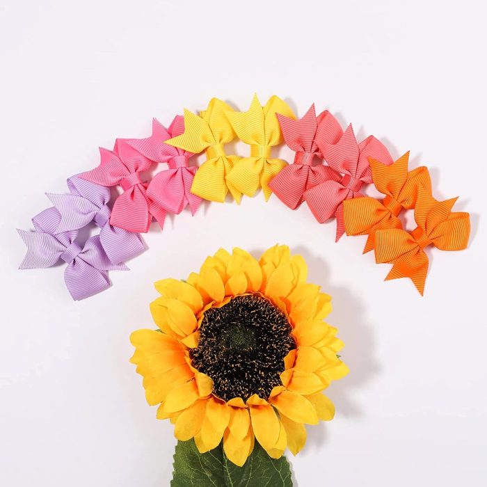 2" Baby Hair Clips Fully Lined Bows Tiny Alligator Clips for Infants and Toddlers in Pairs - Image 7