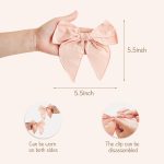 Niceye Fable Girls Hair Bows Cotton Linen Alligator Hair Clips or Little Girls Toddlers Kids Neutral Handmade Hair Accessories - 5.5” bow - Image 6