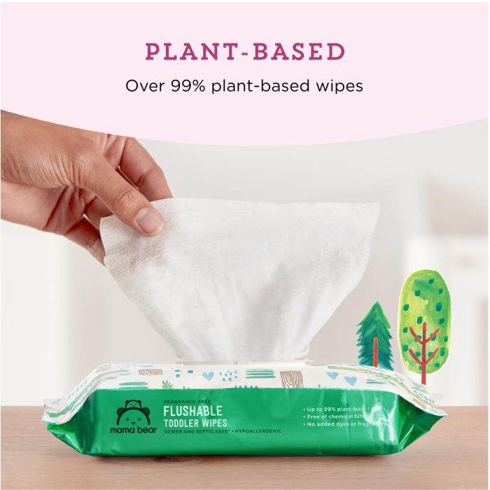 Amazon Brand - Mama Bear Toddler Toilet Wipes, Fragrance Free, Plant-Based Hypoallergenic, 336 Count, 8 Packs of 42 - Image 5