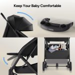 Mompush Lithe V2 Lightweight Travel Stroller, Compact Foldable Baby Stroller with Travel Bag, One-Hand Fold Stroller, Snack Tray, Mechanical Recline Seat, Airplane-Ready, UPF 50+ Canopy & Rain Cover - Image 3