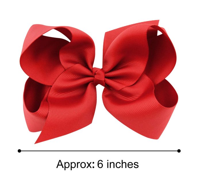 DEEKA 2 PCS 6" Big Hand-made Grosgrain Ribbon Solid Color Hair Bows Alligator Clips Hair Accessories for Little Teen Toddler Girls Kids Set of 2 -Red - Image 7