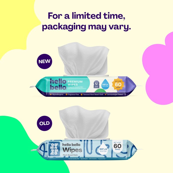 Hello Bello Extra Gentle Unscented Baby Wipes, Plant Based, Made with 99% Water and Aloe for Babies and Kids, 720 Count - Image 9