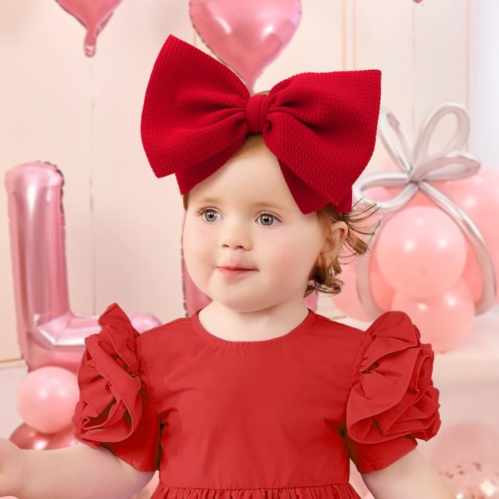 YanJie Baby Girl Headbands - Red Bow, Pink Toddler Headband, Nylon Hair Bows & Accessories for Newborn Girls & Infants 0-6 Months - Image 8