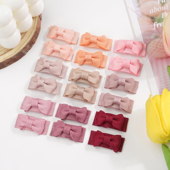 CÉLLOT 40pcs Mini 1.2" Grosgrain Ribbon Snap Clips - Tiny Fine Thin Hair Bows in Pairs for Baby Girls, Toddlers, and Infants - Image 6