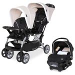 Baby Trend Infant and Toddler Double Stroller & Car Seat Combo, 2 Pc Set, Khaki - Portable and Lightweight Stroller Duo and Car Seat Travel System Tandem
