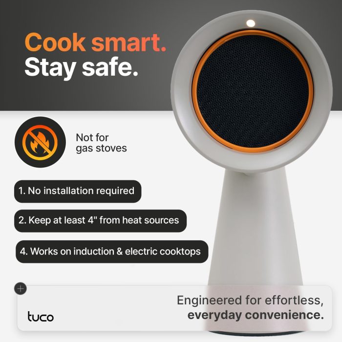 TUCO Portable Range Hood, Countertop Kitchen Exhaust Fan with 3 Speeds, 5-Layer Filter, Powerful Smoke Removal, Low Noise, Oil Cup, Air Purifier for Apartments, Dorms & Indoor BBQ Smokeless – Grey - Image 6