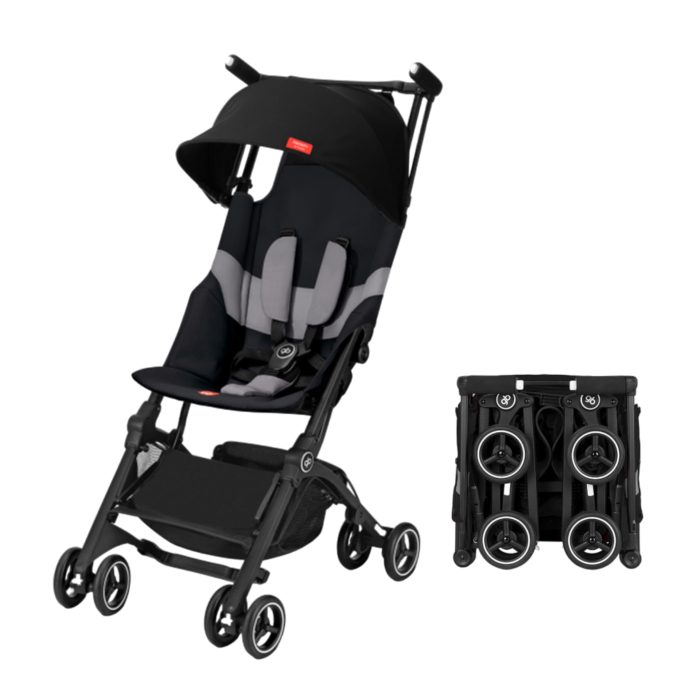 gb Pockit+ All-Terrain, Ultra Compact Lightweight Travel Stroller with Canopy and Reclining Seat in Velvet Black - Image 1