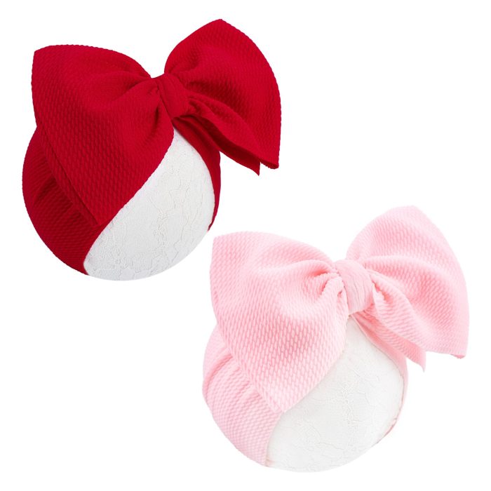 YanJie Baby Girl Headbands - Red Bow, Pink Toddler Headband, Nylon Hair Bows & Accessories for Newborn Girls & Infants 0-6 Months - Image 1