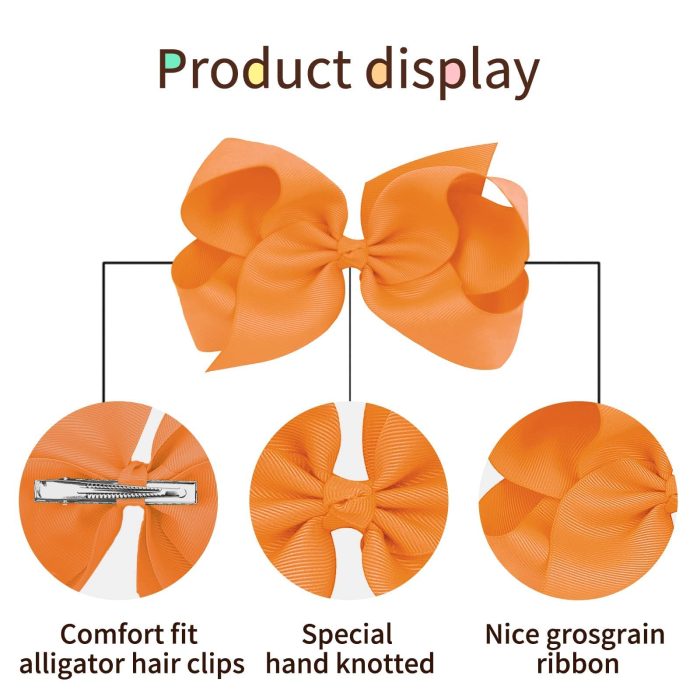 Oaoleer 40Pcs 4.5" Hair Bows Clips Grosgrain Ribbon, Alligator Clips, Barrettes Hair Accessories for Baby Girls Infants Toddlers Kids Teens Children (4.5 Inch, 20 Colors in Pairs) - Image 4