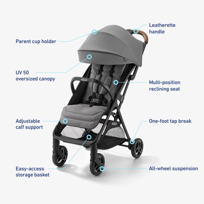 Graco Ready2Jet Compact Stroller – Overhead Friendly Compact Travel Stroller with Automatic Fold, Kingston - Image 3