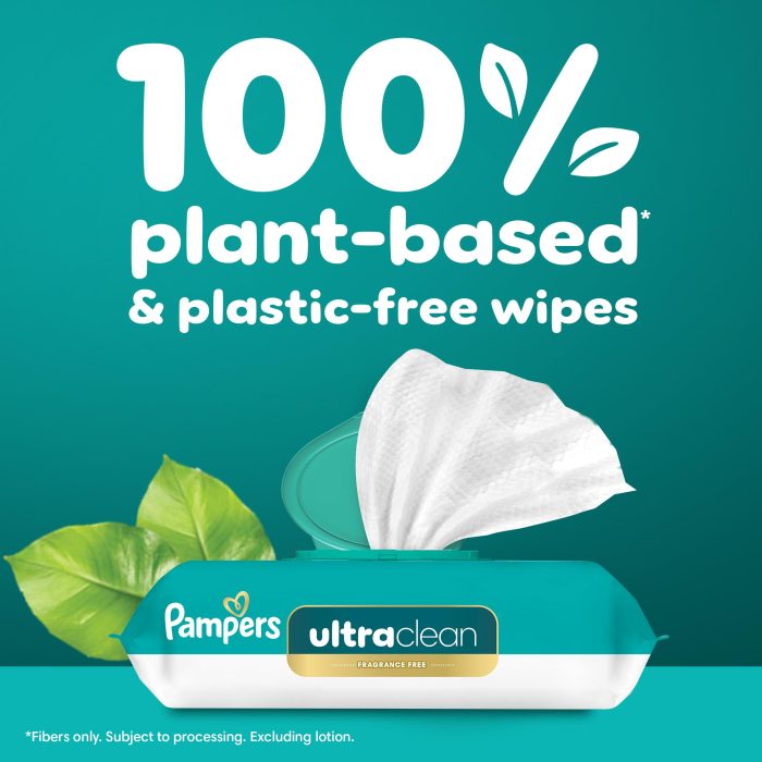 Pampers Ultra Clean Baby Wipes (Previously 'Free & Gentle'), 99% Water, Hypoallergenic, Unscented, 100% Plant Based, Plastic-Free, 936 Baby Wipes Total (12X Flip-Top Packs) [Packaging May Vary] - Image 7