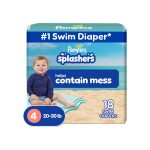 Pampers Swim Diapers - Splashers - Size 4, 18 Count, Gap-Free Disposable Baby Swimming Pants