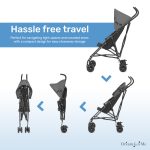 Dream On Me Aero Travel Umbrella Stroller, One-Hand Quick Fold, 3-Point Safety Harness, Dual Brakes, Adjustable Removable Canopy, Lightweight Compact & Space-Saving for Infants and Toddlers – Black - Image 2