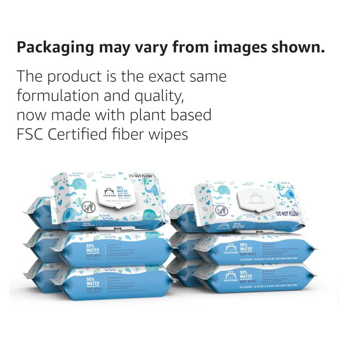 Amazon Brand - Mama Bear 99% Water Based Baby Wipes, Hypoallergenic for Sensitive Skin, Fragrance Free, 432 Count (6 Packs of 72) - Image 8