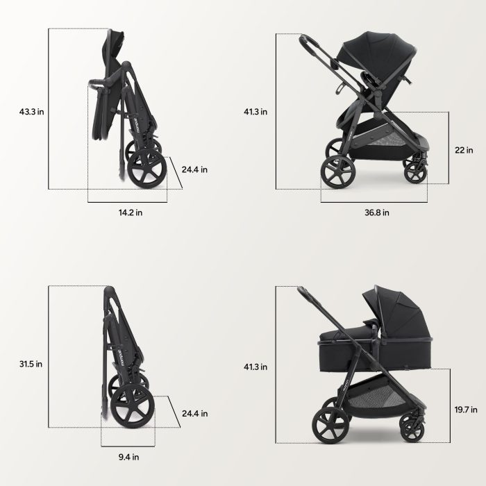 Mompush Wiz 2 in 1 Baby Stroller with Bassinet Mode, Convertible Infant Stroller for Newborn and Toddler with Reversible Seat and Large UPF 50+ Canopy - Image 7