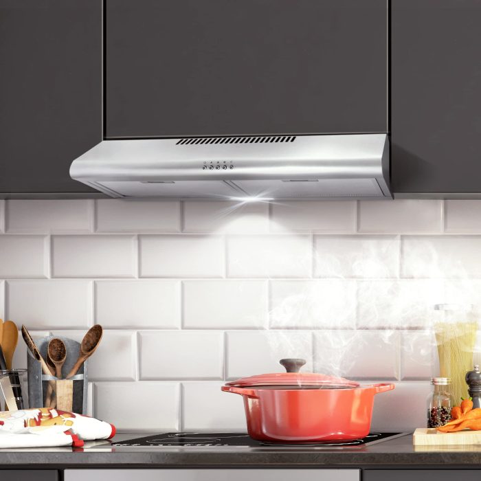 COSMO COS-5MU30 30 in. Delta Collection Ducted Under Cabinet Range Hood, Button Controls, Reusable Filters, LED Lights, Stainless Steel - Image 11