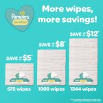 Pampers Sensitive Baby Wipes, Water Based, Hypoallergenic and Unscented, 8 Flip-Top Packs, 4 Refill Packs (1008 Wipes Total) - Image 10