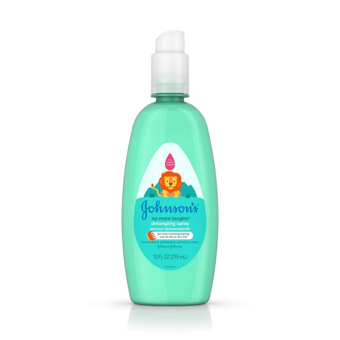 71t7WItZCsL Johnson's No More Tangles Toddler & Kids Detangling Spray to Unlock Knots in Hair, Hypoallergenic & Paraben-Free, No More Tears Tear-Free Formula For Wet or Dry Hair, 10 fl. oz - Image 1