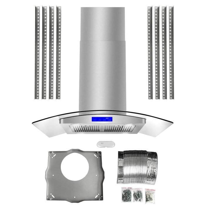 COSMO COS-668ICS900 36 in. Lumin Collection 380 CFM Ducted Island Range Hood, Soft Touch Controls, LED Lights, Stainless Steel - Image 6