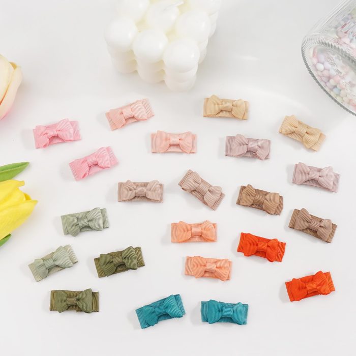 CÉLLOT 40pcs Mini 1.2" Grosgrain Ribbon Snap Clips - Tiny Fine Thin Hair Bows in Pairs for Baby Girls, Toddlers, and Infants - Image 3