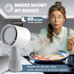 BREETEE Portable Range Hood Kitchen–5-Layer Filter Compact Desktop Exhaust Fan, Powerful 3-Speed Smoke Removal, Low Noise Countertop Range Hood, Oil Cup, for Apartments, Dorm, RV, Indoor BBQ–Off-white - Image 2