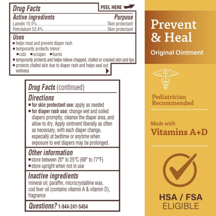 A+D Original Diaper Rash Ointment, Prevents & Protects Diaper Rash, Moisturizes & Heals Dry Skin With Vitamins A&D, 16oz Jar - Image 6