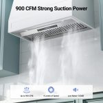 IKTCH 36 inch Built-in/Insert Range Hood 900 CFM, Ducted/Ductless Convertible Duct, Stainless Steel Kitchen Vent Hood with 2 Pcs Adjustable Lights and 3 Pcs Baffle Filters with Handlebar(IKB02-36'') - Image 9