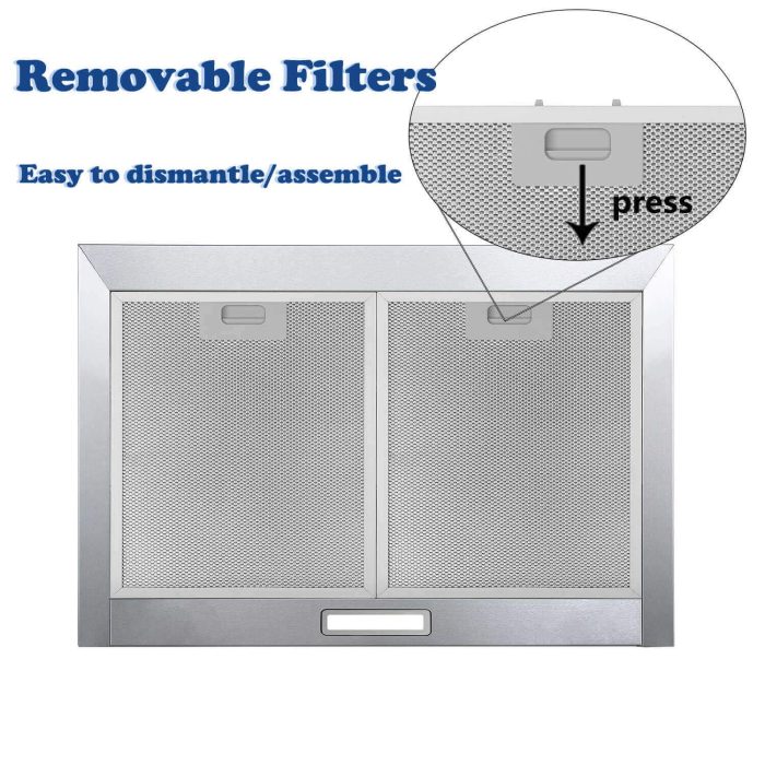 Tieasy Wall Mount Range Hood 30 inch with Ducted/Ductless Convertible Duct, Stainless Steel Chimney-Style Over Stove Vent Hood with LED Light, 3 Speed Exhaust Fan, 450 CFM - Image 3