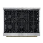 Forno Marco 36 Inch Gas Range with Antique Brass Accents, 6 Sealed Burners 67,000 BTU, Large 5.36 cu.ft. Convection Oven with Temperature Gauge, Professional Freestanding Kitchen Stove - Black - Image 7