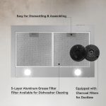 Hermitlux Range Hood 30 inch Stainless Steel, Wall Mount Vent Hood for Kitchen with Charcoal Filter, Ducted/Ductless Convertible - Image 4