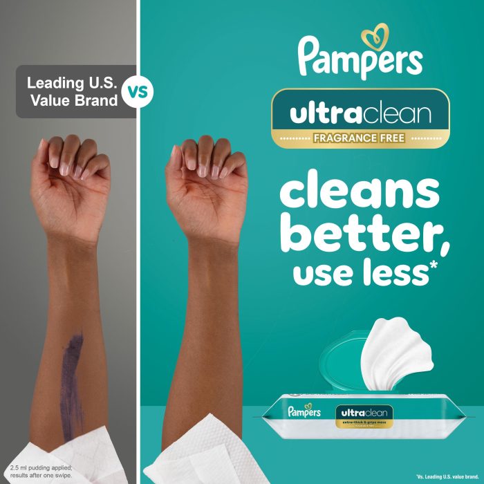 Pampers Ultra Clean Baby Wipes (Previously 'Free & Gentle'), 99% Water, Hypoallergenic, Unscented, 100% Plant Based, Plastic-Free, 936 Baby Wipes Total (12X Flip-Top Packs) [Packaging May Vary] - Image 12