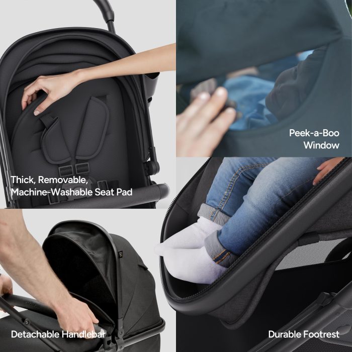 Mompush Wiz 2 in 1 Baby Stroller with Bassinet Mode, Convertible Infant Stroller for Newborn and Toddler with Reversible Seat and Large UPF 50+ Canopy - Image 2