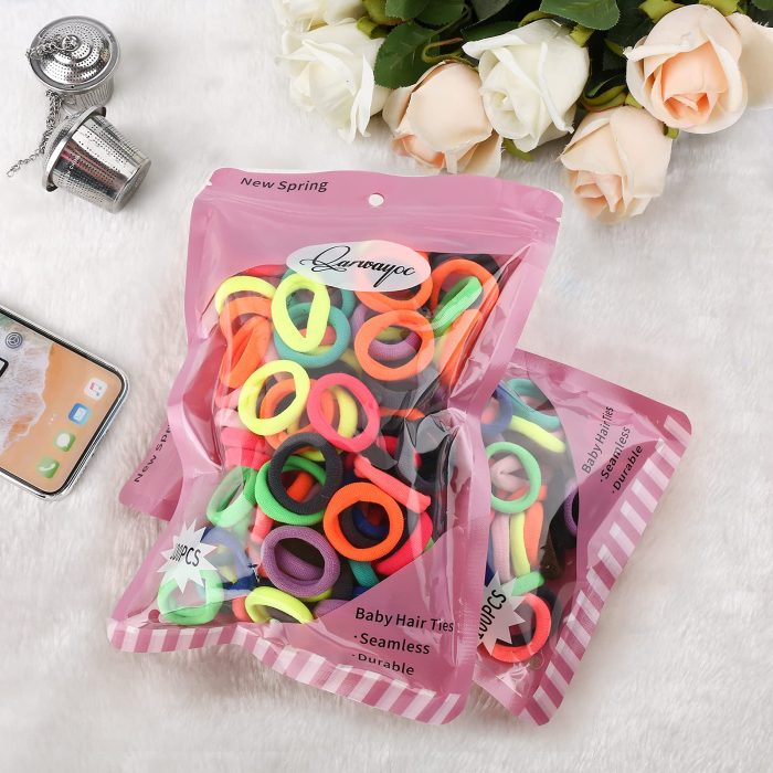 Baby Hair Ties, Cotton Toddler Hair Ties for Girls, Kids Seamless Hair Bands, Girls Elastic Ponytail Holders, Diameter 0.97 Inch and Assorted Colors by Qarwayoc - Image 4