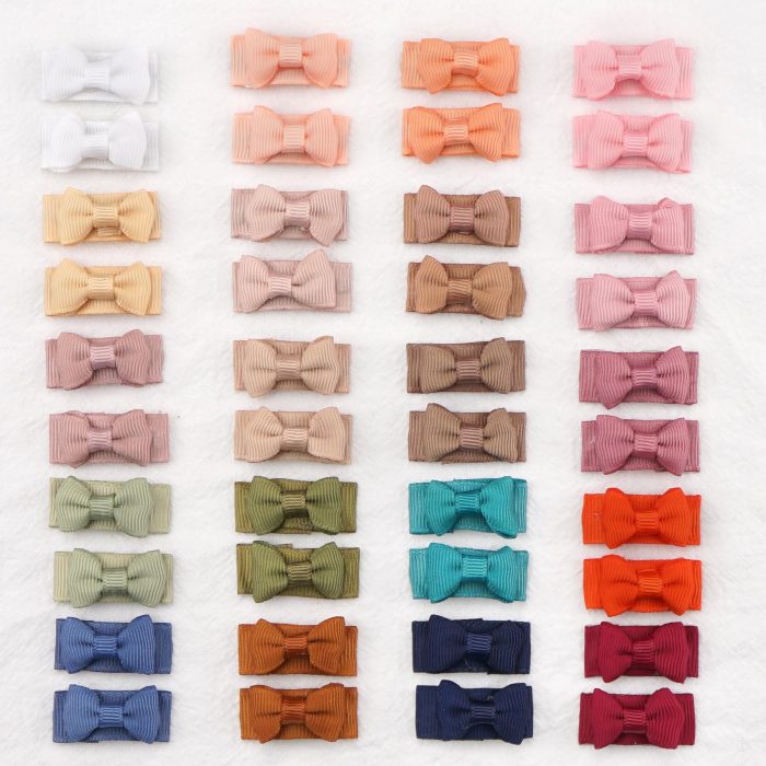 CÉLLOT 40pcs Mini 1.2" Grosgrain Ribbon Snap Clips - Tiny Fine Thin Hair Bows in Pairs for Baby Girls, Toddlers, and Infants - Image 2
