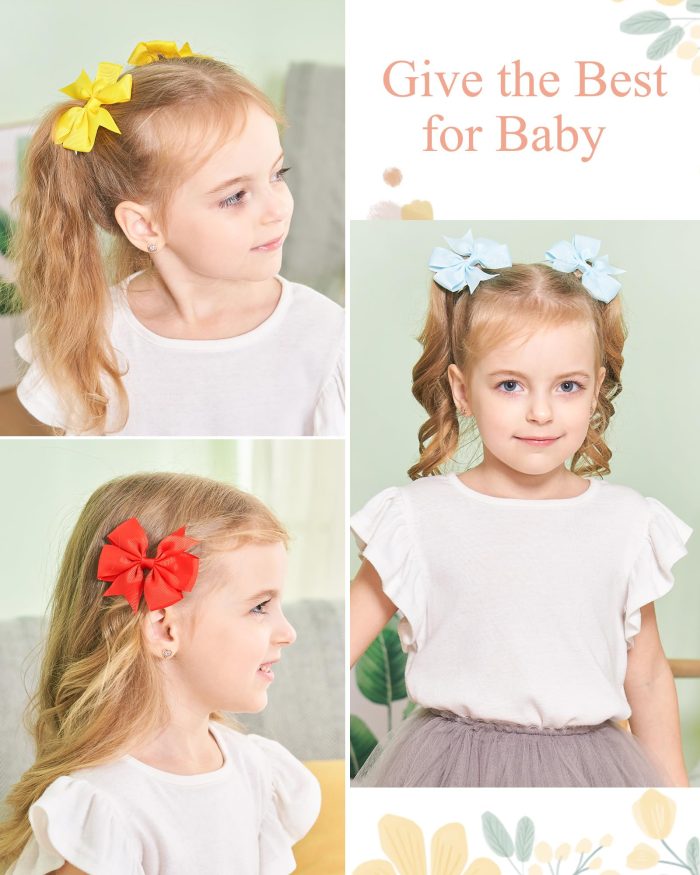 Choicbaby 60pcs 3 Inches Boutique Grosgrain Ribbon Pinwheel Hair Bows for Baby Girls, Toddler Bows Hair Clip Birthday Gifts In Pair - Image 5