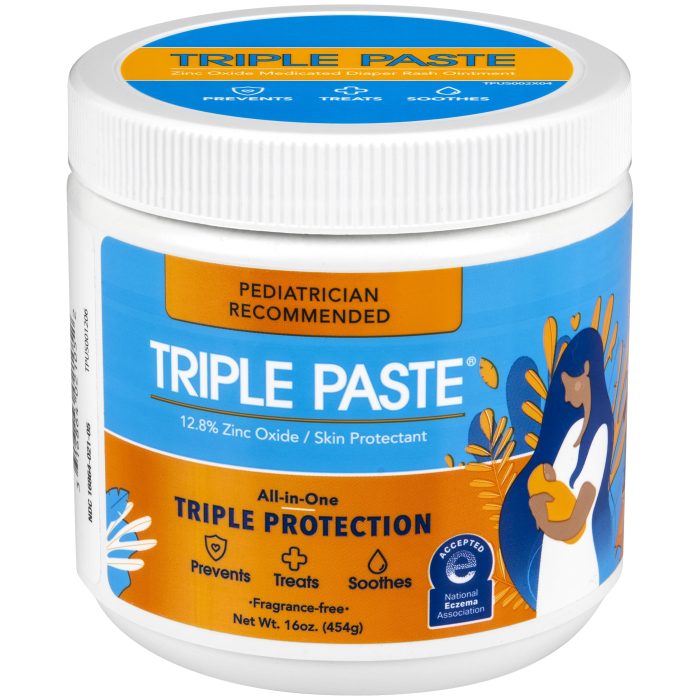 Triple Paste Diaper Rash Cream for Baby - 16 Oz Tub – Zinc Oxide Ointment Treats, Soothes & Prevents Diaper Rash, Pediatrician-Recommended Hypoallergenic Formula, Baby Essentials for Daily & Overnight - Image 1