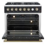 Forno Marco 36 Inch Gas Range with Antique Brass Accents, 6 Sealed Burners 67,000 BTU, Large 5.36 cu.ft. Convection Oven with Temperature Gauge, Professional Freestanding Kitchen Stove - Black - Image 9