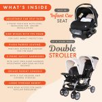 Baby Trend Infant and Toddler Double Stroller & Car Seat Combo, 2 Pc Set, Khaki - Portable and Lightweight Stroller Duo and Car Seat Travel System Tandem - Image 7