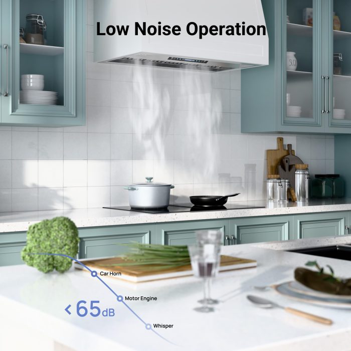 IKTCH 36 inch Built-in/Insert Range Hood 900 CFM, Ducted/Ductless Convertible Duct, Stainless Steel Kitchen Vent Hood with 2 Pcs Adjustable Lights and 3 Pcs Baffle Filters with Handlebar(IKB02-36'') - Image 3