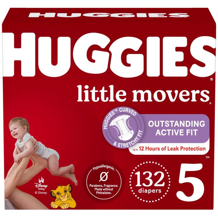 Huggies Size 5 Diapers, Little Movers Baby Diapers, Size 5 (27+ lbs), 132 Count (2 Packs of 66), Packaging May Vary - Image 1